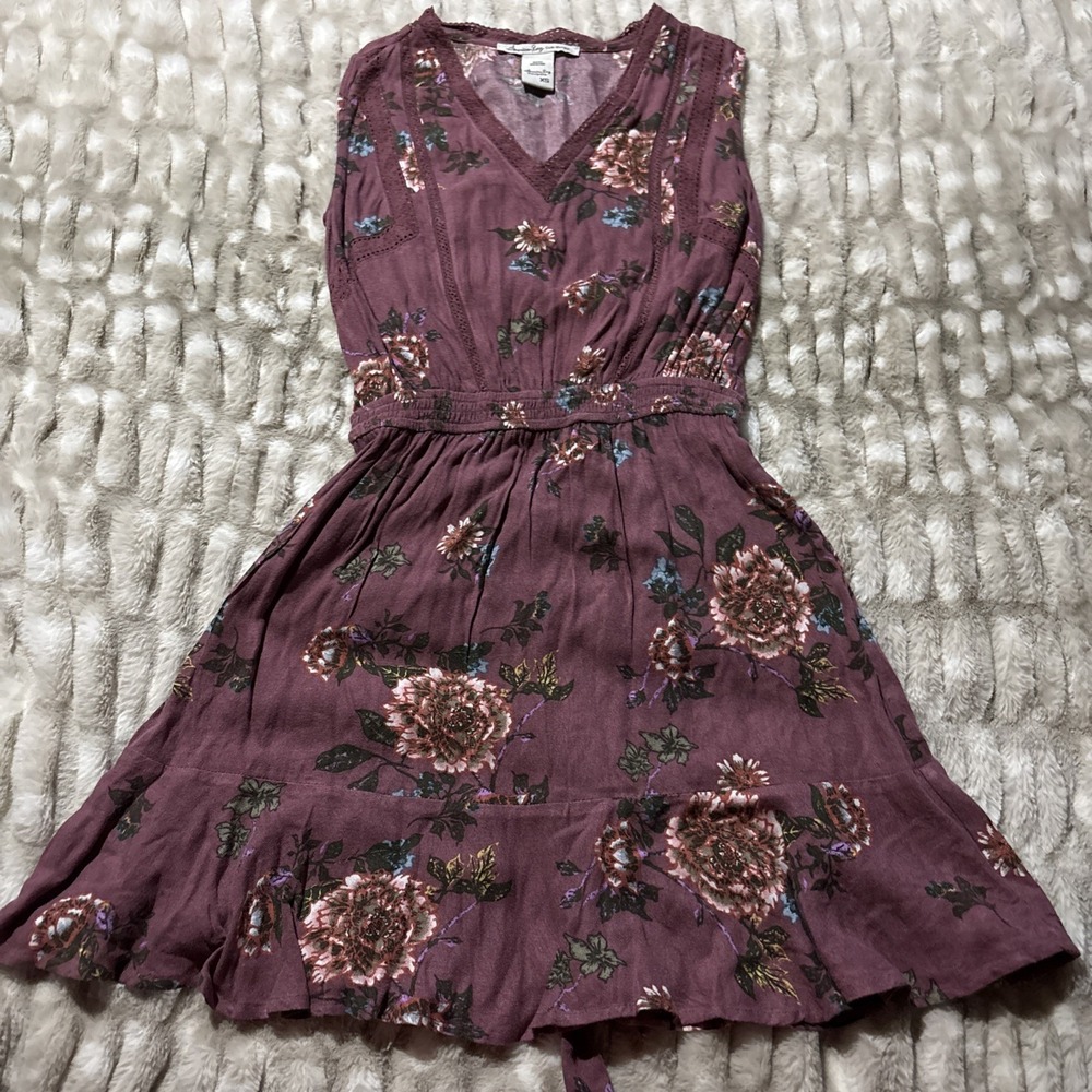 American Rag Cie Womens XS Sleeveless Summer Dress Cinched Waist Back Tie Belt